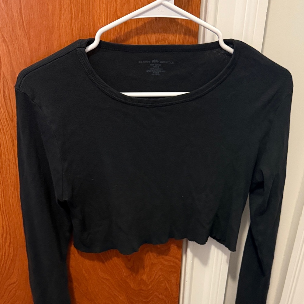Brandy Melville Black Long Sleeve Crop Top